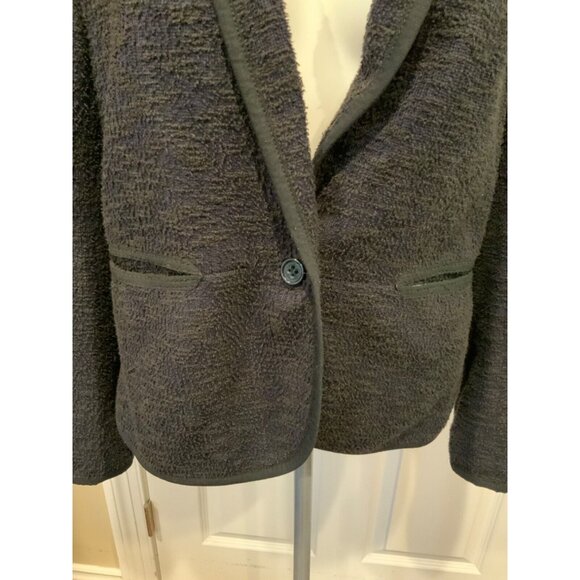 Cartonnier Anthropologie Navy Blue Textured Single Button Blazer, Size 10 - Picture 2 of 6